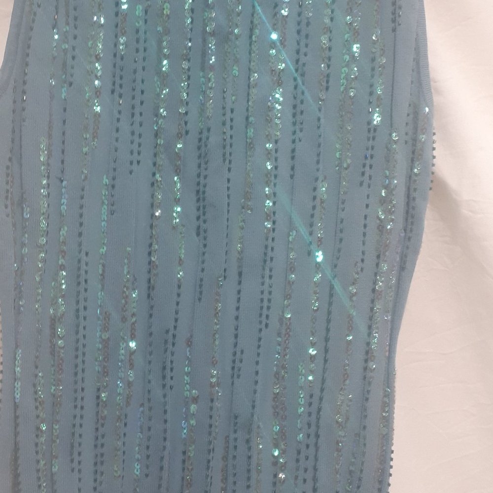 Optimum Nostalgic Women’s Aqua color no sleeves with shiny very small beats - Picture 5 of 6